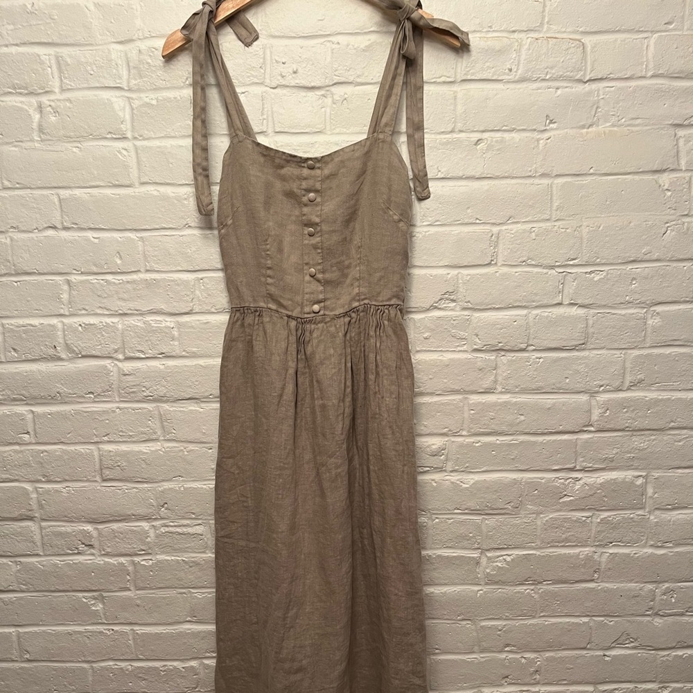 Francesca Bettini Linen Tie Strap Maxi Dress  in 100% Linen